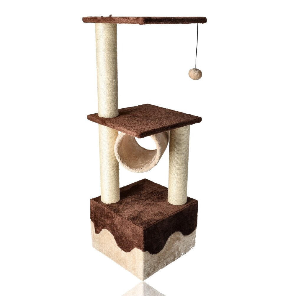 Discountershop Krabpaal Kat 108 cm – Stevig Krabmeubel met Hangmat, Huisje & Speelbal – Krabpaal Grote Kat Beige – Krabpaal 2 Katten Discountershop Krabpaal Kat 108 cm – Stevig Krabmeubel met Hangmat, Huisje & Speelbal – Krabpaal Grote Kat Beige – Krabpaal 2 Katten