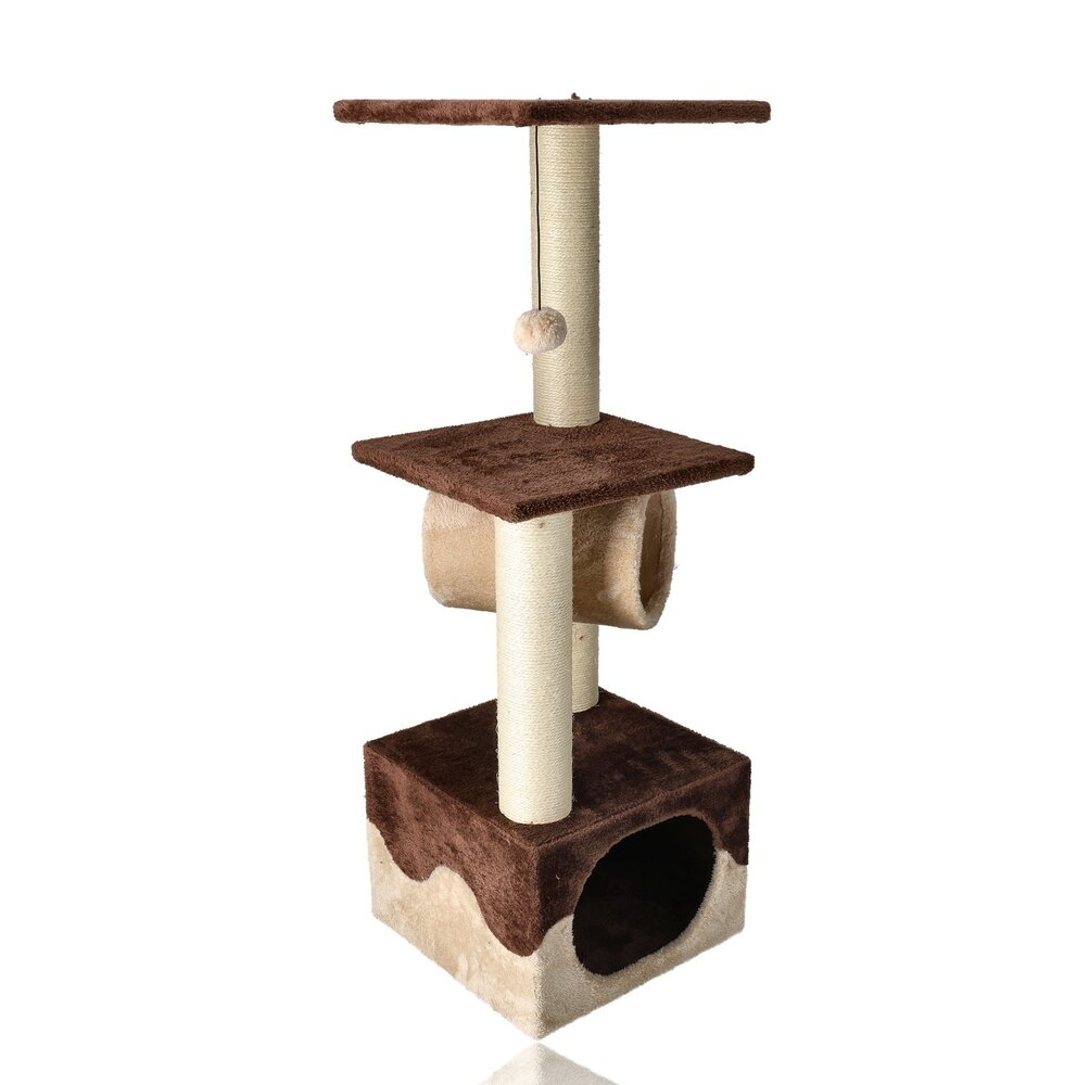 Discountershop Krabpaal Kat 108 cm – Stevig Krabmeubel met Hangmat, Huisje & Speelbal – Krabpaal Grote Kat Beige – Krabpaal 2 Katten Discountershop Krabpaal Kat 108 cm – Stevig Krabmeubel met Hangmat, Huisje & Speelbal – Krabpaal Grote Kat Beige – Krabpaal 2 Katten