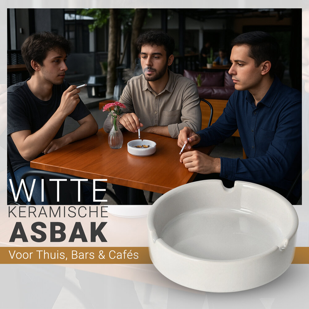 Discountershop Ronde Asbak Wit Keramiek Ø8,8 cm – Glazen Tafelasbak Binnen & Buiten – Terrasasbak, Sigarettenasbak, Hotelasbak, Rookaccessoire Discountershop Ronde Asbak Wit Keramiek Ø8,8 cm – Glazen Tafelasbak Binnen & Buiten – Terrasasbak, Sigarettenasbak, Hotelasbak, Rookaccessoire