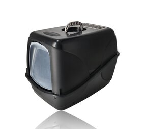 Discountershop Kattenbak met Deksel 76L – Gesloten Kunststof Kattentoilet Zwart – Stevige Kattenbak met Kap voor Grote Katten en Kittens