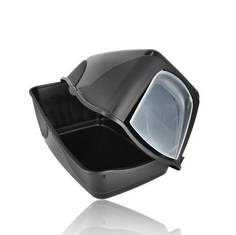 Discountershop Cat Litter Box with Lid 76L – Covered Plastic Enclosed Cat Toilet Black – Strong Litter Box for Large Cats and Kittens