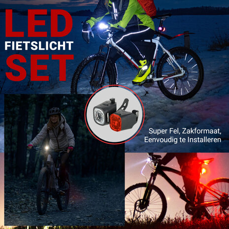 Discountershop LED Bicycle Light Set USB Rechargeable - Waterproof Bicycle Lights Front & Rear - Safe Bicycle Lights for Children's Bicycles, Mountain Bikes, Racing Bikes & E-Bikes