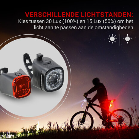 Discountershop LED Fietsverlichting Set USB Oplaadbaar – Waterdichte Fietsverlichting Voor & Achter – Veilige Fietsverlichting voor Kinderfiets, Mountainbike, Racefiets & E-Bike