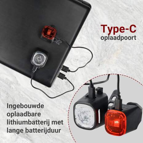 Discountershop LED Fietsverlichting Set USB Oplaadbaar – Waterdichte Fietsverlichting Voor & Achter – Veilige Fietsverlichting voor Kinderfiets, Mountainbike, Racefiets & E-Bike