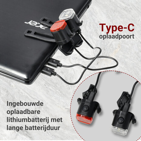 Discountershop LED Fietsverlichting Set USB Oplaadbaar – Waterdichte Fietsverlichting Voor & Achter – Veilige Fietsverlichting voor Kinderfiets, Mountainbike, Racefiets & E-Bike