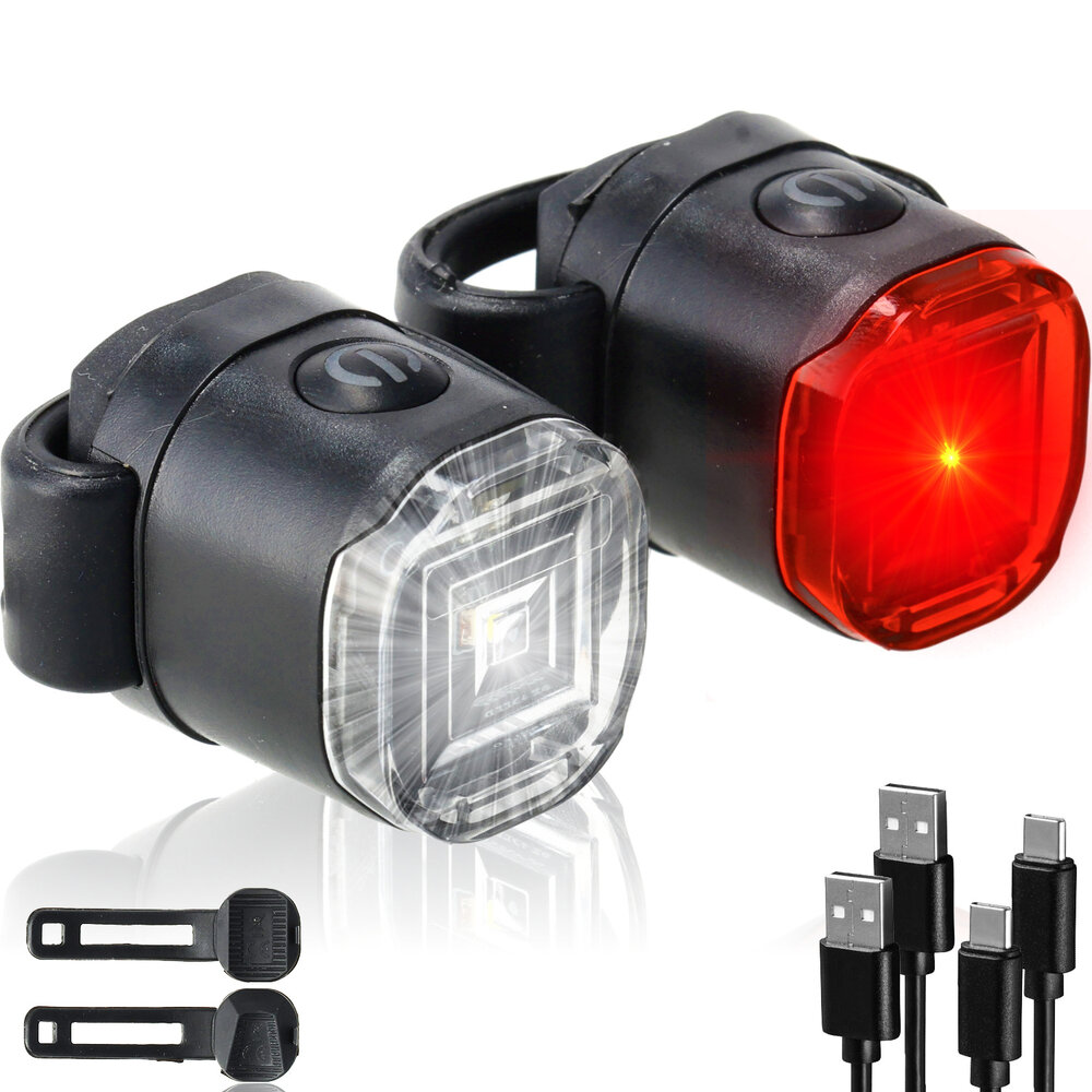 Discountershop LED Fietsverlichting Set USB Oplaadbaar – Waterdichte Fietsverlichting Voor & Achter – Veilige Fietsverlichting voor Kinderfiets, Mountainbike, Racefiets & E-Bike