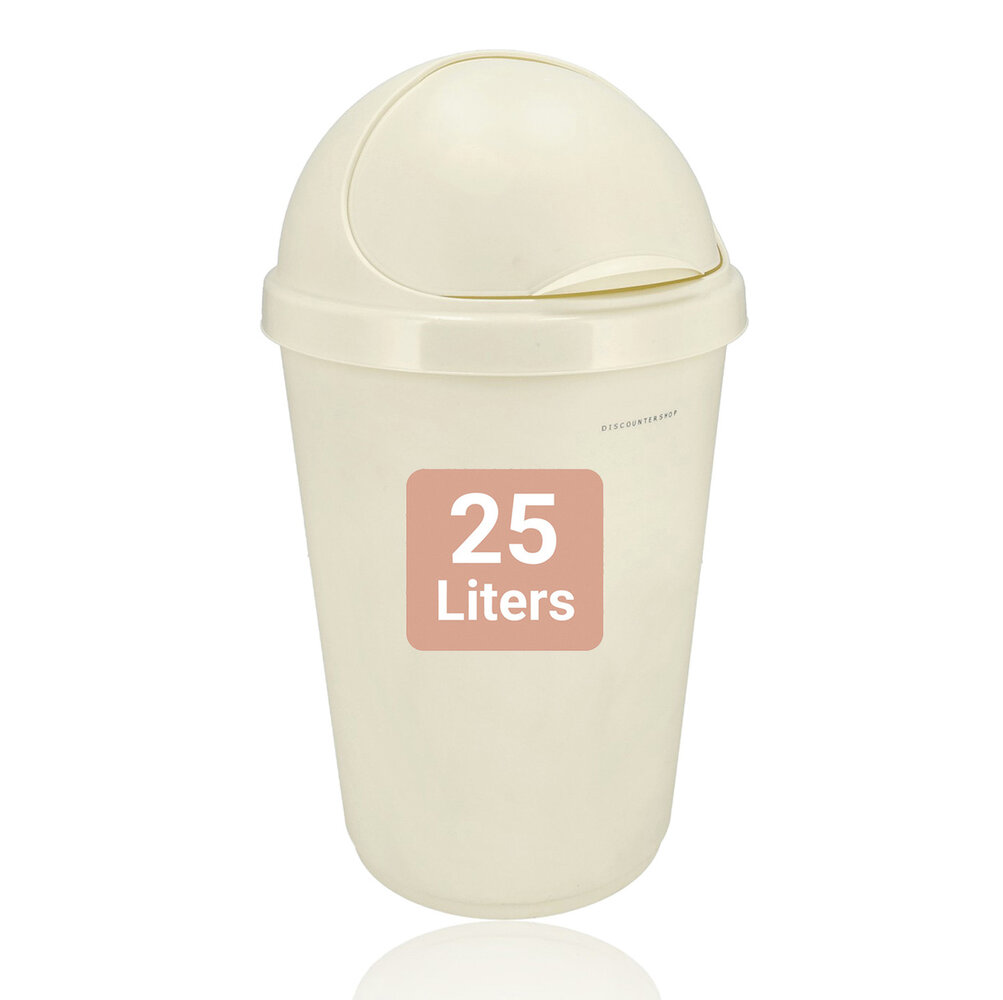 Discountershop Prullenbak 25 Liter met Deksel – Kunststof Afvalemmer 25L voor Keuken, Badkamer of Kantoor – Roll Prullenbak Kopen – Dubbele Afvalbak – Beste Afvalemmer 25L