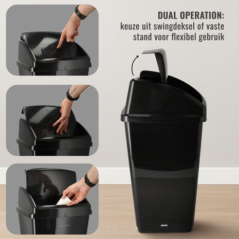Discountershop Swing Prullenbak 25L – Kunststof Afvalemmer 25 Liter met Schommeldeksel – Vuilnisbak met Schommel voor Keuken, Badkamer en Kantoor – Afvalbak 25L Kopen