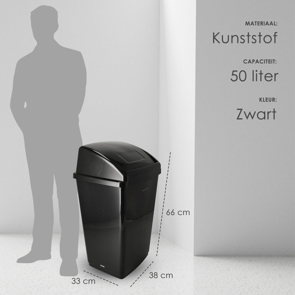 Discountershop Swing Prullenbak 25L – Kunststof Afvalemmer 25 Liter met Schommeldeksel – Vuilnisbak met Schommel voor Keuken, Badkamer en Kantoor – Afvalbak 25L Kopen