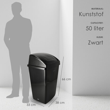 Discountershop Swing Prullenbak 50L – Kunststof Afvalemmer met Schommeldeksel – Vuilnisbak met Schommel voor Keuken, Badkamer en Kantoor Discountershop Swing Prullenbak 50L – Kunststof Afvalemmer met Schommeldeksel – Vuilnisbak met Schommel voor Keuken, Badkamer en Kantoor
