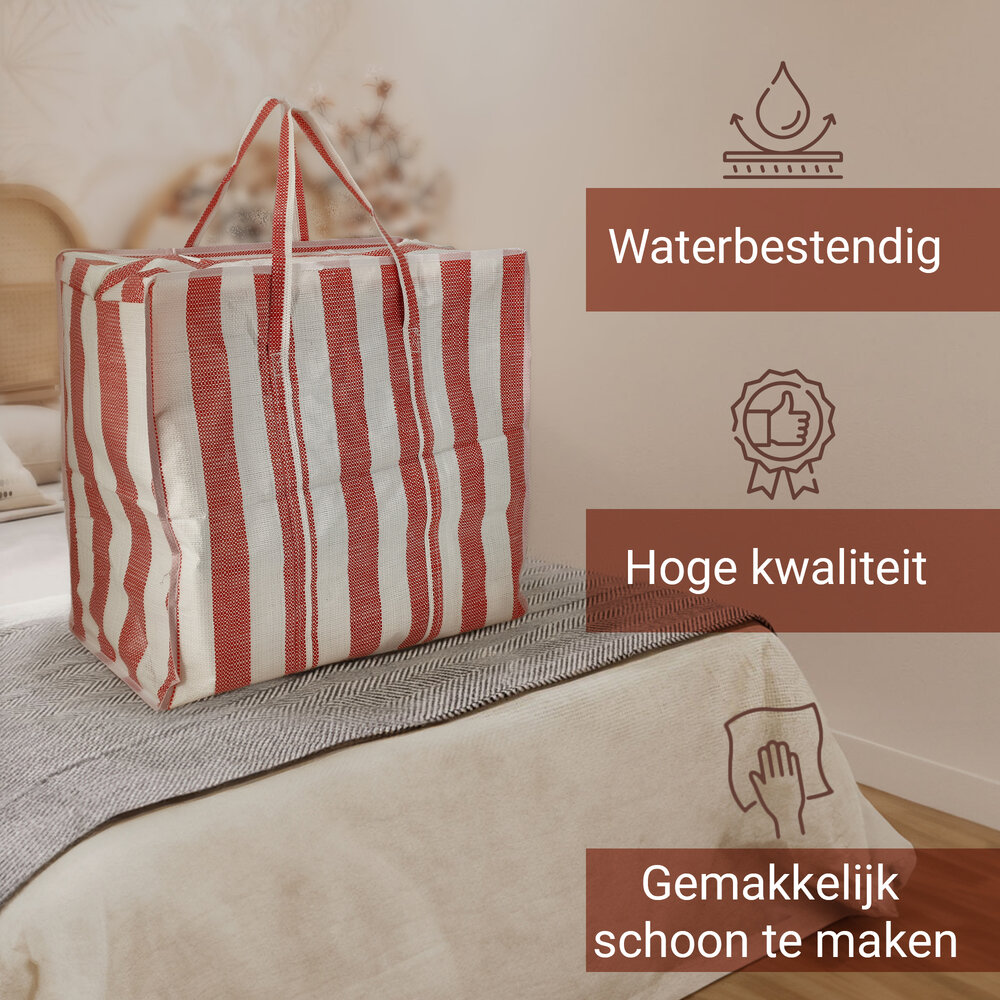 Discountershop Opbergtas met Rits 80L – Grote Opbergzak voor Dekbed, Kleding, Speelgoed & Tuinkussens – Big Shopper met Rits – Verhuis- en Wastas – Reistas of Boodschappentas