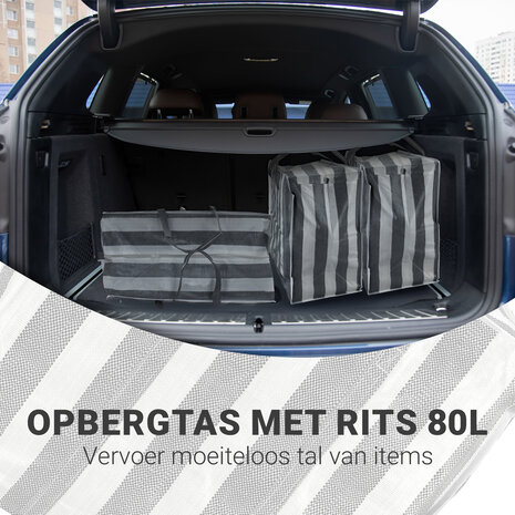 Discountershop Grote Opbergtas 80L met Rits – Opbergzak voor Dekbed, Kleding, Speelgoed & Tuinkussens – Opvouwbare Big Shopper met Rits – Wastas, Verhuistas & Reistas