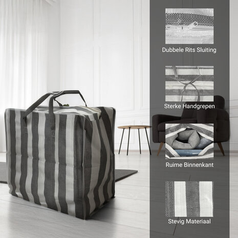 Discountershop Large 80L Storage Bag with Zipper – Heavy-Duty Storage Tote for Duvets, Clothes, Toys & Garden Cushions – Foldable Big Shopper with Zipper – Laundry, Travel & Moving Bag