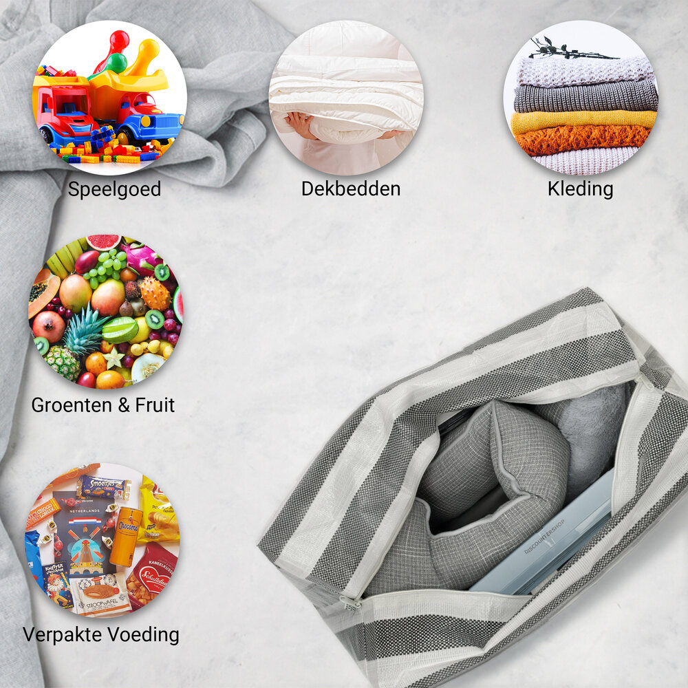 Discountershop Large 80L Storage Bag with Zipper – Heavy-Duty Storage Tote for Duvets, Clothes, Toys & Garden Cushions – Foldable Big Shopper with Zipper – Laundry, Travel & Moving Bag