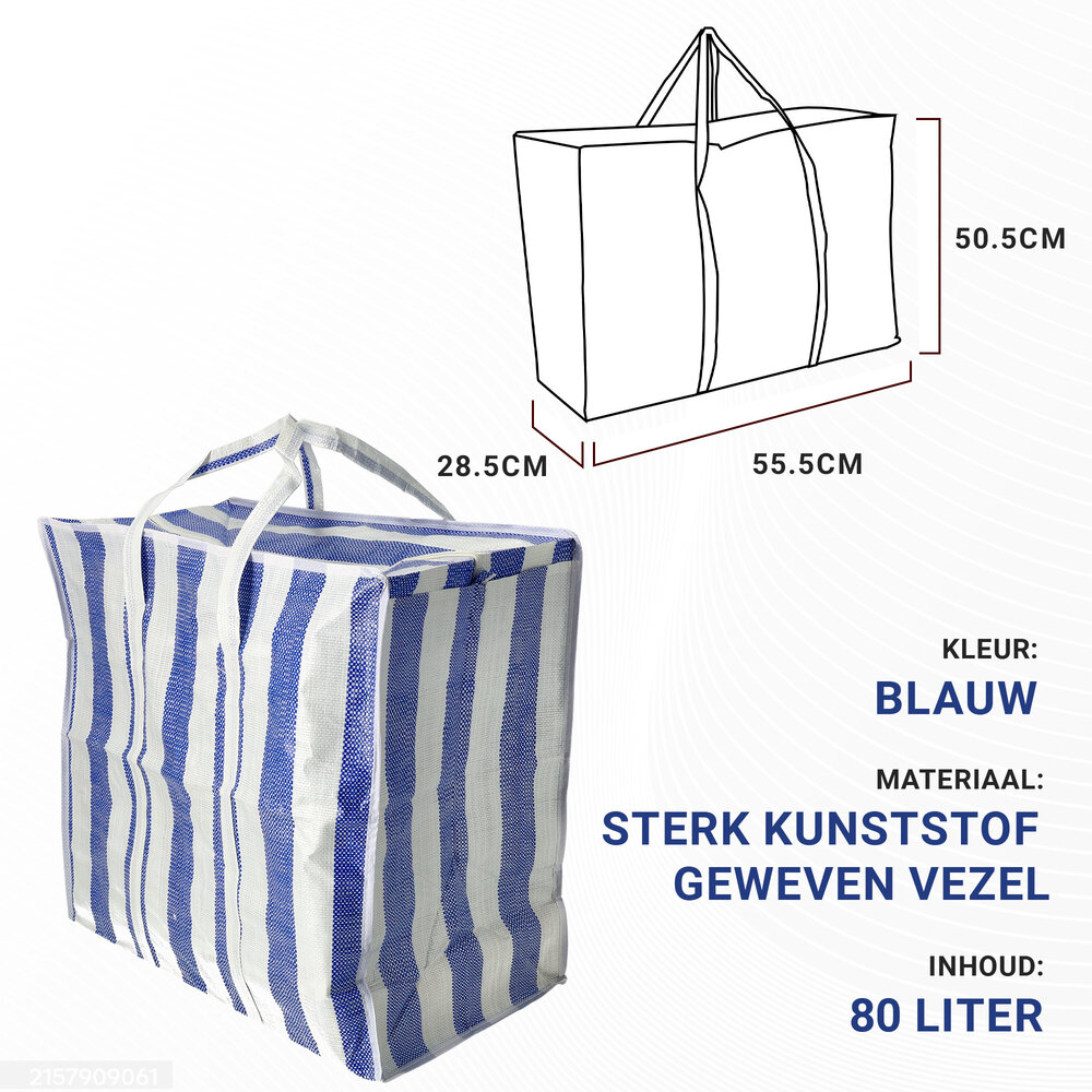 Discountershop Storage Bag with Zipper 80L – Large Storage Bag for Duvets, Clothes, Toys & Garden Cushions – Big Shopper with Zipper – Laundry Bag Travel – Moving Bag or Shopping Bag