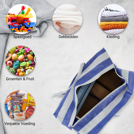 Discountershop Opbergtas met Rits 80L – Grote Opbergzak voor Dekbed, Kleding, Speelgoed & Tuinkussens – Big Shopper met Rits – Wastas Reis – Verhuistas of Boodschappentas