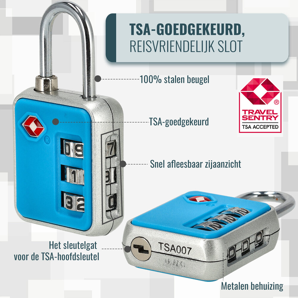Discountershop TSA Hangslot – Cijferslot voor Koffers en Tassen – TSA Gecertificeerd Reisslot met 3 Cijfers – Kofferslot TSA met Code – TSA Sloten Kopen in 3 Kleuren Discountershop TSA Hangslot – Cijferslot voor Koffers en Tassen – TSA Gecertificeerd Reisslot met 3 Cijfers – Kofferslot TSA met Code – TSA Sloten Kopen in 3 Kleuren