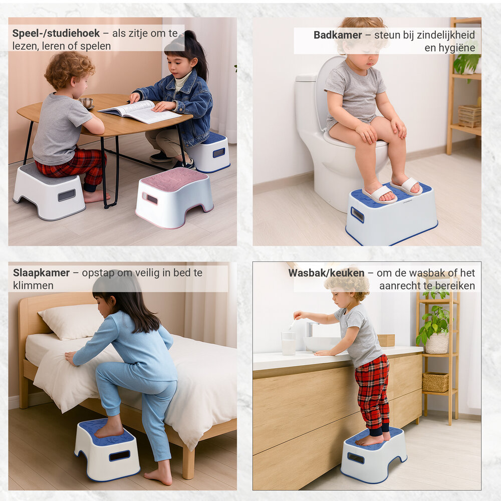 Discountershop Multifunctional Step Stool – Plastic Step Stool for Kids and Adults – Kitchen, Toilet, and Bathroom Stool – 100KG Capacity – Pink, Blue, or Grey