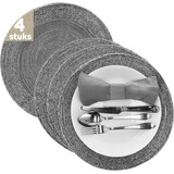 Discountershop Placemats - Round - 30 cm - 4 pieces - Pad - Heat resistant - Dark gray - Luxurious look beaded Placemat Discountershop Placemats - Round - 30 cm - 4 pieces - Pad - Heat resistant - Dark gray - Luxurious look beaded Placemat
