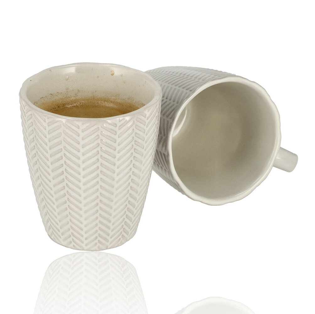 Discountershop Coffee Cups with Handle Set – Ceramic Coffee Cups 200ml – Earthenware Coffee Mugs and Tea Mugs – Small Cups for Coffee, Cappuccino and Espresso