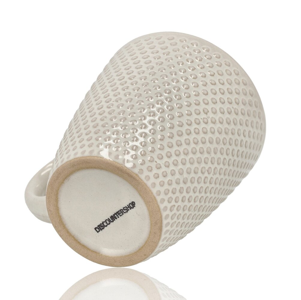 Discountershop Koffiekopjes met Oor – Mokken Set 200ml met Oor – Aardewerk Mokken voor Koffie en Thee – Cappuccino Kopjes & Theemokken – Witte Dots Design