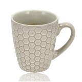 Discountershop Koffiekopjes met Oor – 200ml Aardewerk Mokken – Cappuccino Kopjes en Theemokken – Bijenwaskoek Design – Wit