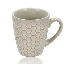 Discountershop Coffee Mugs with Handle – 200ml Ceramic Mugs – Cappuccino and Tea Mugs – Beehive Design – White