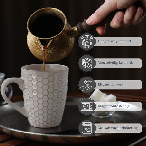 Discountershop Koffiekopjes met Oor – 200ml Aardewerk Mokken – Cappuccino Kopjes en Theemokken – Bijenwaskoek Design – Wit Discountershop Koffiekopjes met Oor – 200ml Aardewerk Mokken – Cappuccino Kopjes en Theemokken – Bijenwaskoek Design – Wit