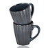 Coffee Mugs with Handle – Dark Blue Ceramic Mugs 200ml – Cappuccino and Tea Mugs – Herringbone Design