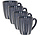 Ceramic Coffee Mugs with Handle – Dark Blue Ribbed 200ml Mugs – Cappuccino and Tea Mugs – Vertical Ribbed Design