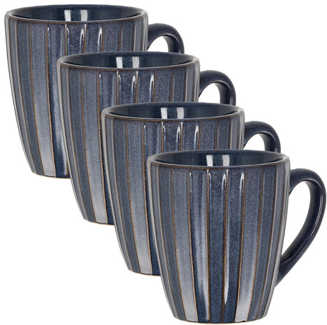 Discountershop Koffiekopjes met Oor – Donkerblauwe Geribbelde Mokken 200ml – Keramische en Aardewerk Koffiemokken – Theemokken en Cappuccino Kopjes – Verticaal Ribbel Design Discountershop Koffiekopjes met Oor – Donkerblauwe Geribbelde Mokken 200ml – Keramische en Aardewerk Koffiemokken – Theemokken en Cappuccino Kopjes – Verticaal Ribbel Design