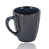 Ceramic Coffee Mugs with Handle – Dark Blue Ribbed 200ml Mugs – Cappuccino and Tea Mugs – Vertical Ribbed Design