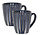 Koffiekopjes met Oor – Donkerblauwe Geribbelde Mokken 200ml – Keramische en Aardewerk Koffiemokken – Theemokken en Cappuccino Kopjes – Verticaal Ribbel Design
