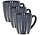 Ceramic Coffee Mugs with Handle – Dark Blue Ribbed 200ml Mugs – Cappuccino and Tea Mugs – Vertical Ribbed Design