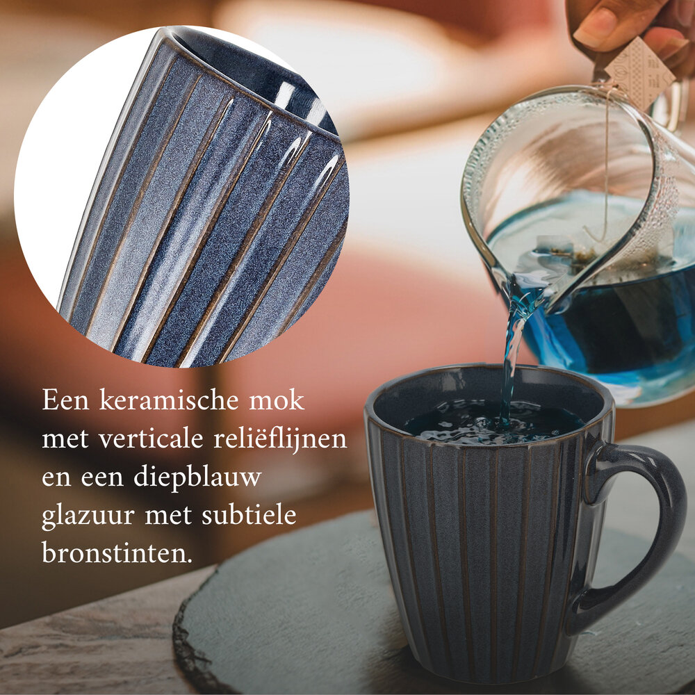 Discountershop Koffiekopjes met Oor – Donkerblauwe Geribbelde Mokken 200ml – Keramische en Aardewerk Koffiemokken – Theemokken en Cappuccino Kopjes – Verticaal Ribbel Design Discountershop Koffiekopjes met Oor – Donkerblauwe Geribbelde Mokken 200ml – Keramische en Aardewerk Koffiemokken – Theemokken en Cappuccino Kopjes – Verticaal Ribbel Design