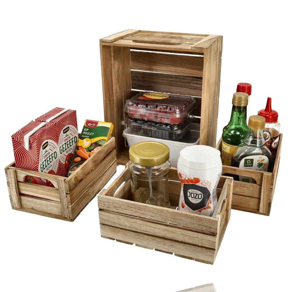 Discountershop Houten Kist Set – Houten Kisten en Hout Kistjes voor Opbergbox, Fruitkisten, Houten Bakken, Houten Opbergkist en Opslagboxen – Perfect voor Kerstpakketten, Fruitmand of Hobbyruimte