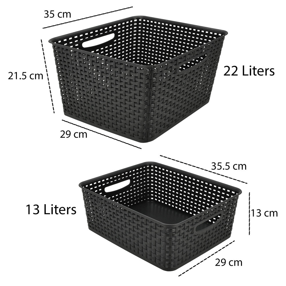Discountershop Opbergmand Keukenkast en Kledingkast - 4-Delige Opbergdoos en Opbergbox – Manden en Bakken Voor Opslag - Mandjes Riet Opbergmand Speelgoed