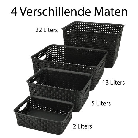 Discountershop Opbergmand Keukenkast en Kledingkast - 4-Delige Opbergdoos en Opbergbox – Manden en Bakken Voor Opslag - Mandjes Riet Opbergmand Speelgoed