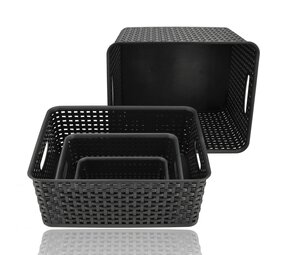 Discountershop Kitchen Cabinet & Wardrobe Storage Basket – 4-Piece Storage Box Set – Woven Storage Baskets & Bins for Organization – Wicker Toy Storage Basket Discountershop Kitchen Cabinet & Wardrobe Storage Basket – 4-Piece Storage Box Set – Woven Storage Baskets & Bins for Organization – Wicker Toy Storage Basket