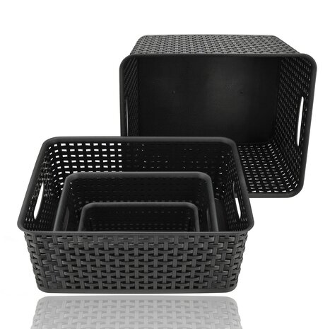 Discountershop Kitchen Cabinet & Wardrobe Storage Basket – 4-Piece Storage Box Set – Woven Storage Baskets & Bins for Organization – Wicker Toy Storage Basket Discountershop Kitchen Cabinet & Wardrobe Storage Basket – 4-Piece Storage Box Set – Woven Storage Baskets & Bins for Organization – Wicker Toy Storage Basket