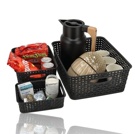 Discountershop Kitchen Cabinet & Wardrobe Storage Basket – 4-Piece Storage Box Set – Woven Storage Baskets & Bins for Organization – Wicker Toy Storage Basket Discountershop Kitchen Cabinet & Wardrobe Storage Basket – 4-Piece Storage Box Set – Woven Storage Baskets & Bins for Organization – Wicker Toy Storage Basket