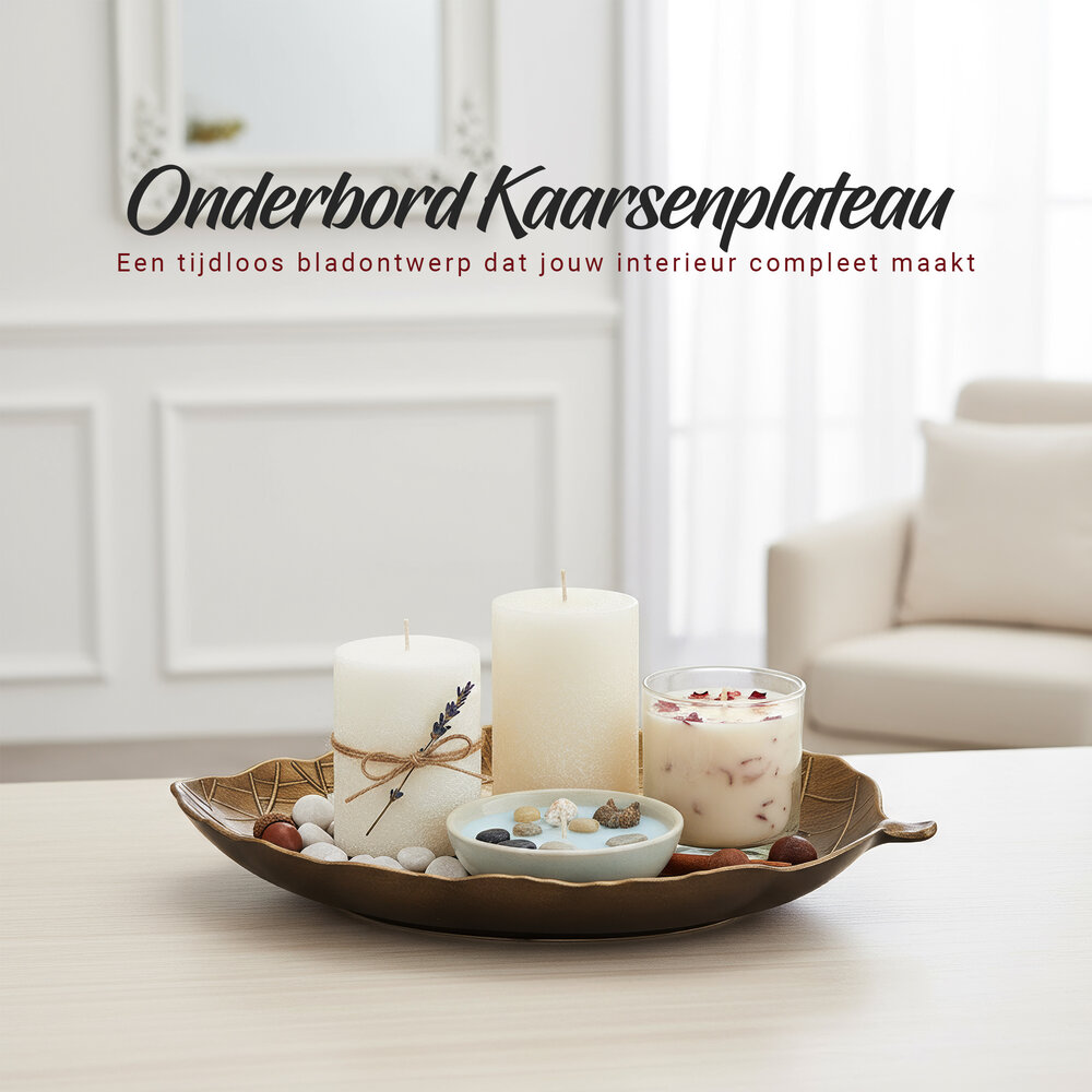 Discountershop Onderbord Kaarsenplateau – Groot Dienblad – Schaal Decoratie en Plateau voor Kaarsen – Serveerplank voor Tafeldecoratie – Decoratie Schaal en Fruitschaal
