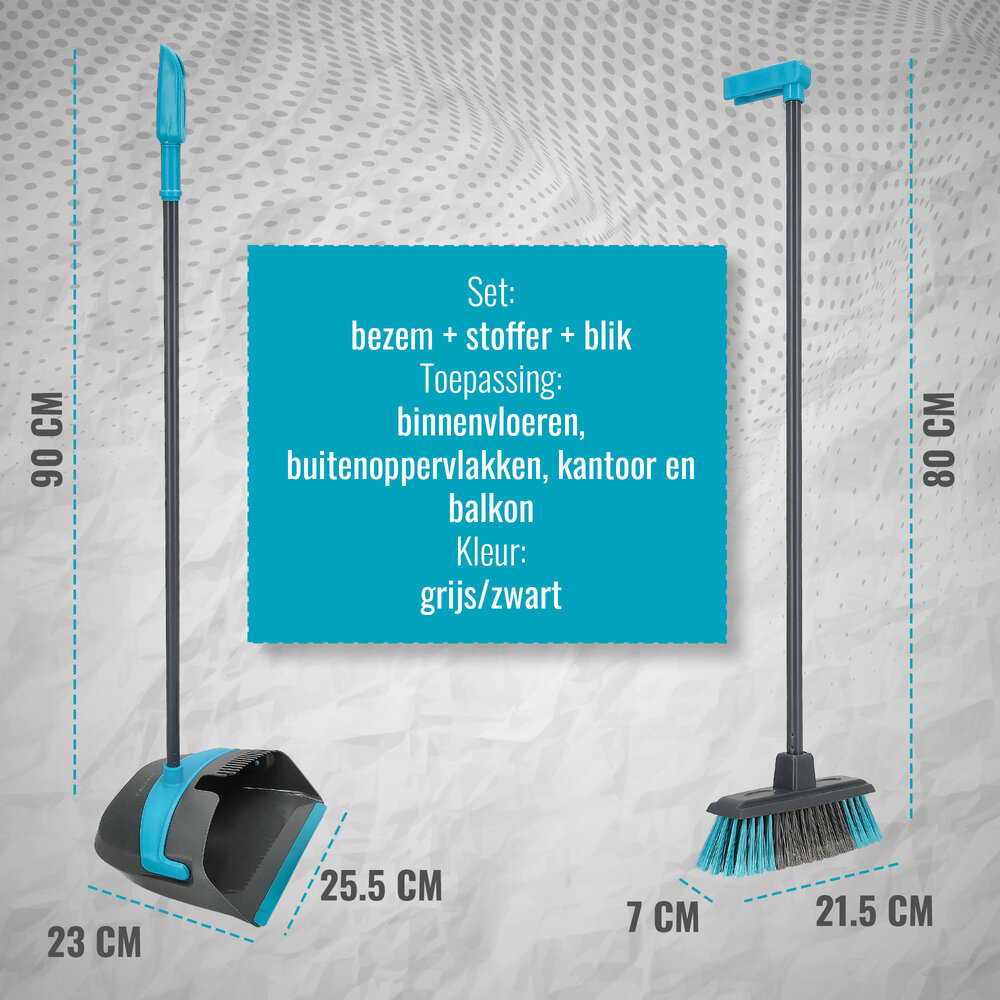 Discountershop Dustpan and Brush Set with Long Handle 90 cm – Indoor & Outdoor Broom Set