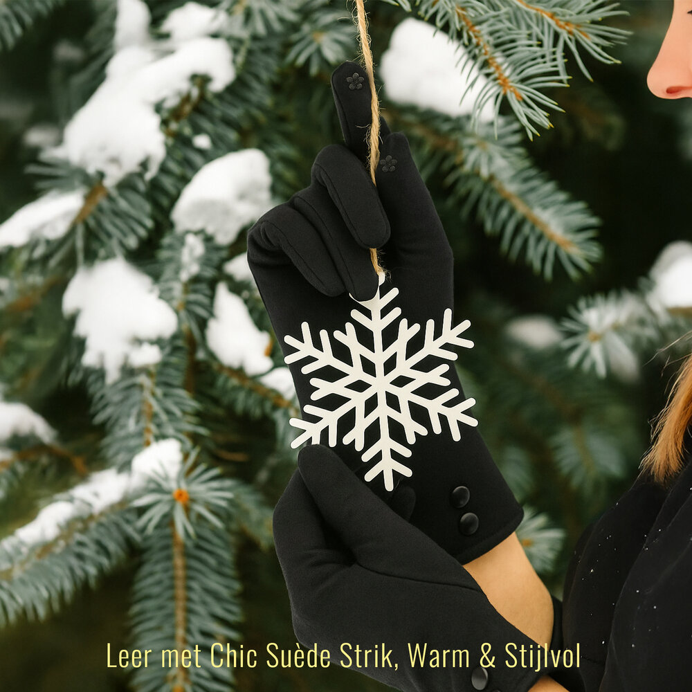 Discountershop Handschoenen Dames met Fleece Voering - S/6 - Handschoenen Dames Winter – Verwarmde Mode/Fashion Handschoenen - Zwart