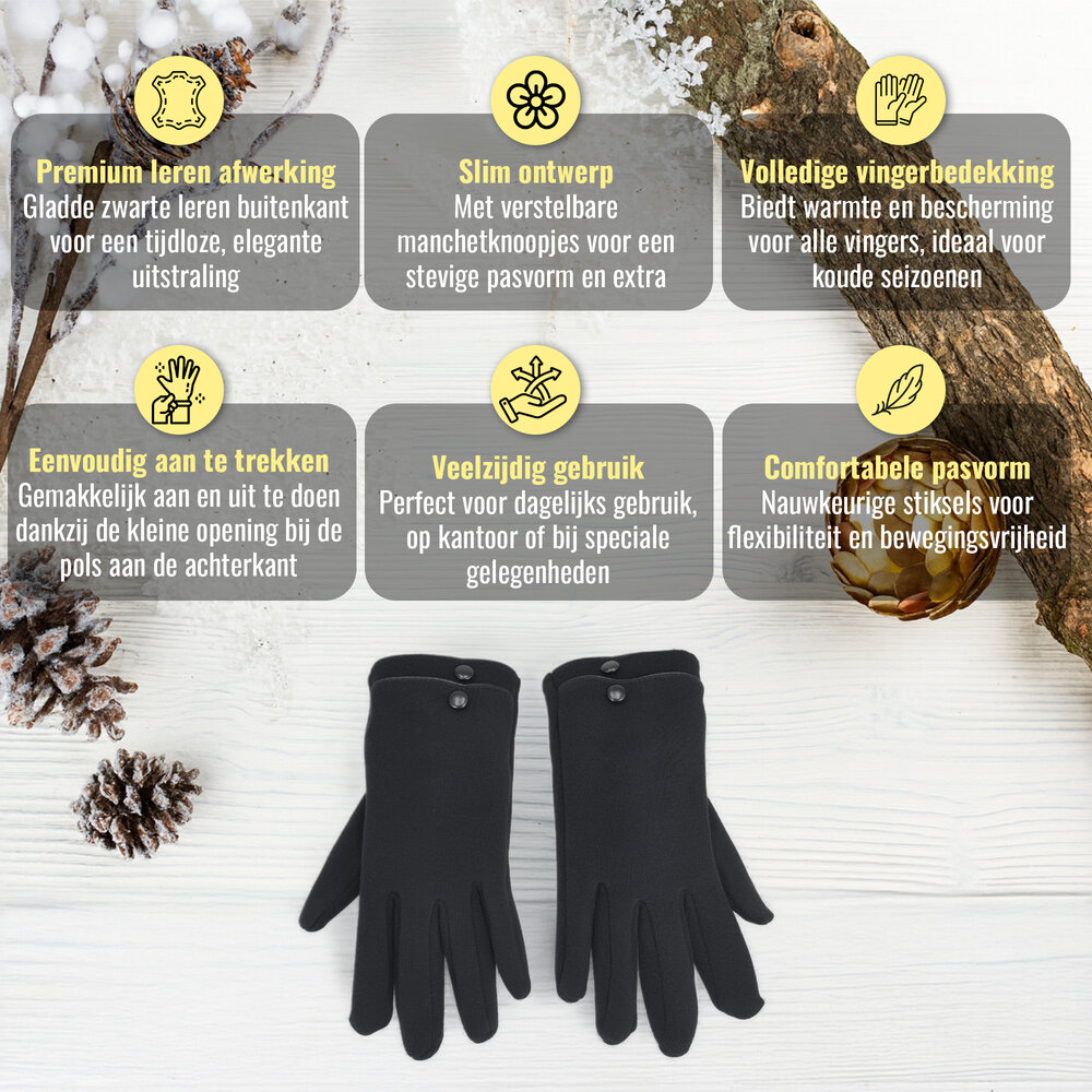 Discountershop Women's Fleece Lined Gloves - S/6 - Women's Winter Gloves - Heated Fashion Gloves - Black