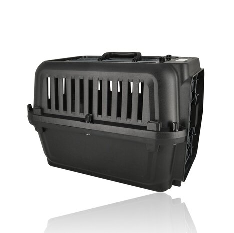 Discountershop Cat Carrier / Small Dog Crate 50x35x34 cm – Pet Transport Box for Cat & Small Dog up to 12 kg – Disassemblable Travel Carrier with Screws – Portable Plastic Pet Carrier Black