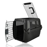 Discountershop Kattenbench / Hondenbench Klein 50x35x34 cm – Transportbox Kat & Kleine Hond tot 5 kg – Demontabele Reismand met Schroeven – Draagbare Kunststof Vervoersbox Zwart