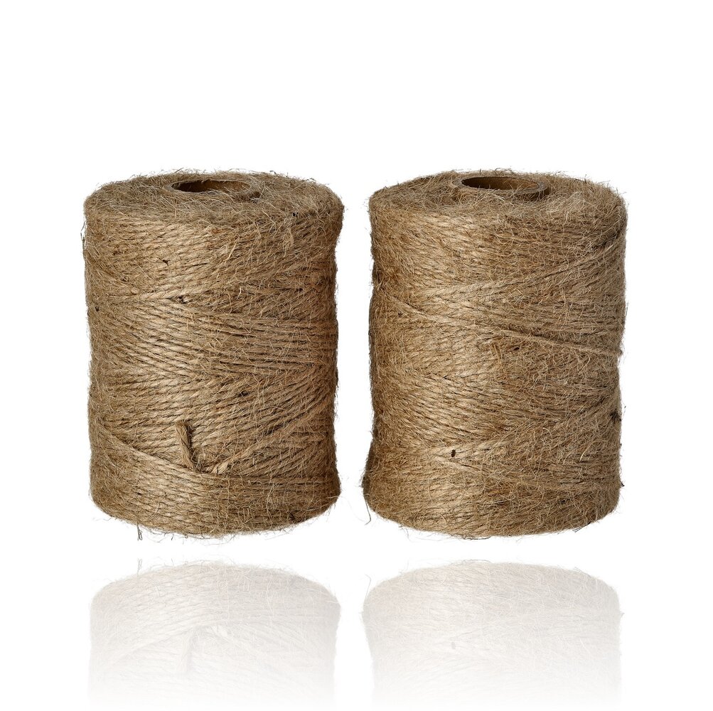 Discountershop Jute Twine 3mm – 2x 74m Natural Craft Rope – Eco Twine for DIY, Gardening, Gift Wrapping & Home Decoration - Copy