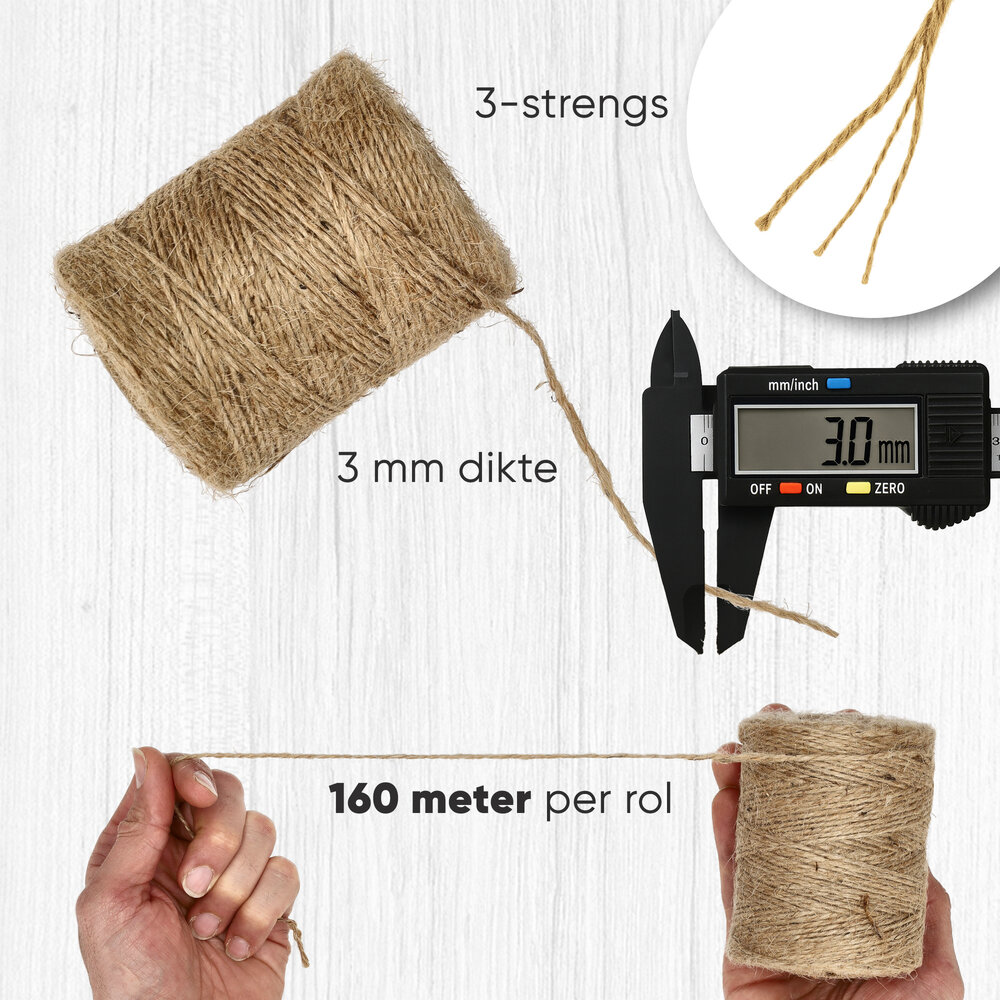 Discountershop Jute Twine 3mm – 2x 74m Natural Craft Rope – Eco Twine for DIY, Gardening, Gift Wrapping & Home Decoration - Copy