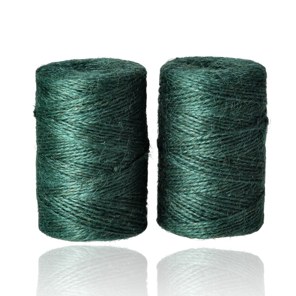 Discountershop Jute Touw 200 Meter 2 Stuks (400m) – Jute Koord Groen – Natuurlijk Bindtouw – Dik Jute Touw voor Tuin, Verpakking en Decoratie